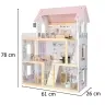 Koka leļļu mājas mēbeles 80cm rozā LED