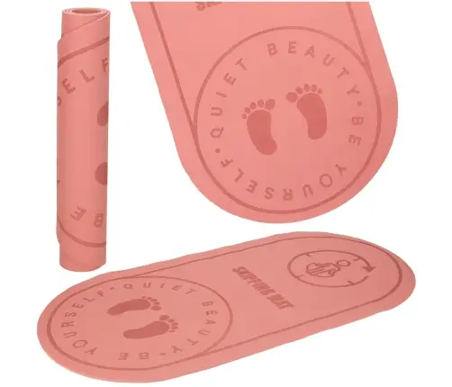 Jogas lēkšanas vingrojumu paklājiņš ar skaņas izolāciju, neslīdošs 127x63x0,6 cm rozā krāsā