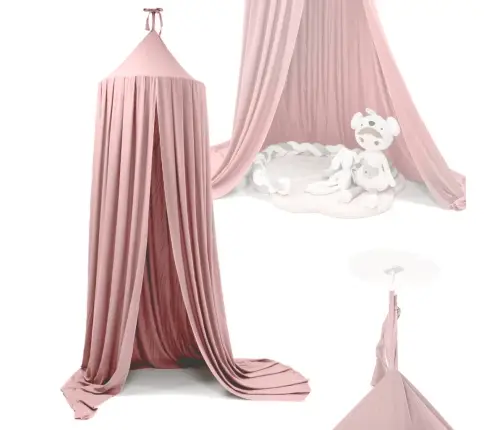 Nojume aizkars tipi telts karājas gaiši rozā krāsā