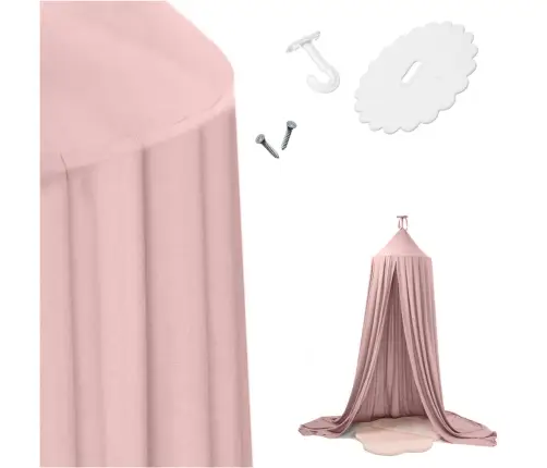 Nojume aizkars tipi telts karājas gaiši rozā krāsā