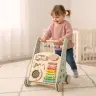 Bērnu ratiņu koka stūmējs ar abaku zils