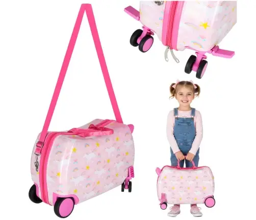 Bērnu ceļojumu koferis uz riteņiem rokas bagāžai vienradzis