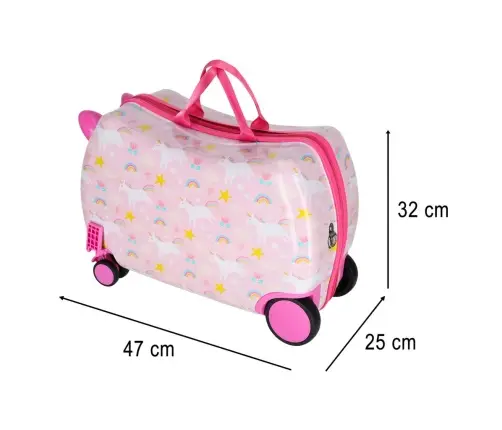 Bērnu ceļojumu koferis uz riteņiem rokas bagāžai vienradzis