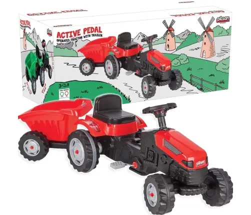 Pilsan Traktor na Pedały z Przyczepką Czerwony 07316