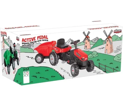 Pilsan Traktor na Pedały z Przyczepką Czerwony 07316