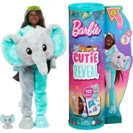 Barbie Cutie Reveal Fashion Doll Jungle Series Elephant Plush Costume HKP98