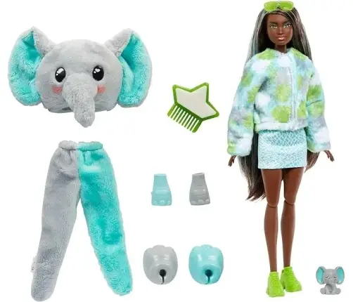 Barbie Cutie Reveal Fashion Doll Jungle Series Elephant Plush Costume HKP98