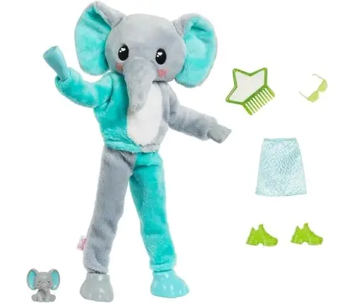 Barbie Cutie Reveal Fashion Doll Jungle Series Elephant Plush Costume HKP98