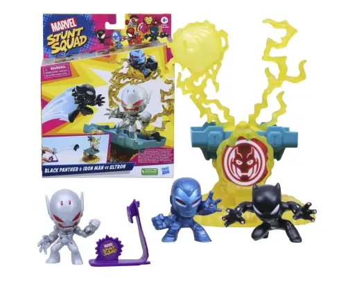 Marvel Stunt Squad Villain Knockdown Black Panther and Iron Man vs. Ultron F7834