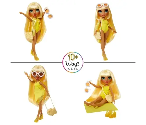 507284-EUC Rainbow High Swim & Style Fashion Doll- Sunny (Yellow)