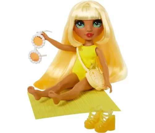 507284-EUC Rainbow High Swim & Style Fashion Doll- Sunny (Yellow)