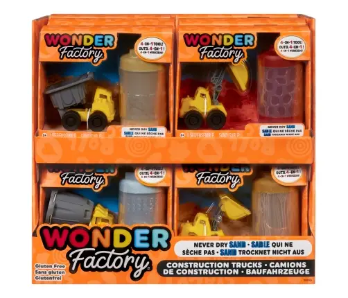 Wonder Factory Never Dry Sand Construction Trucks Asst in PDQ 595168-EUC