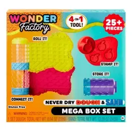 Wonder Factory Never Dry Dough & Sand Mega Box Set 595298-EUC Wonder Factory Never Dry Dough & Sand Mega Box Set 595298-EUC