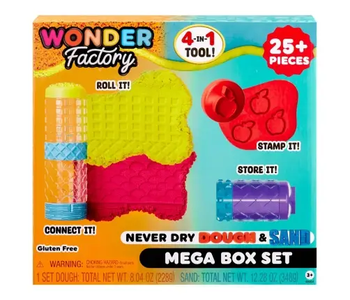 Wonder Factory Never Dry Dough & Sand Mega Box Set 595298-EUC