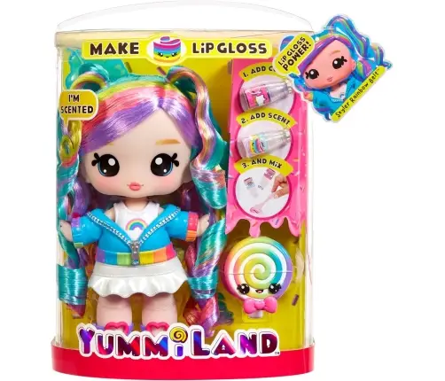 Yummiland Large Doll + Lip Gloss Pet- Rainbow (Skyler Rainbow Belt) 121022