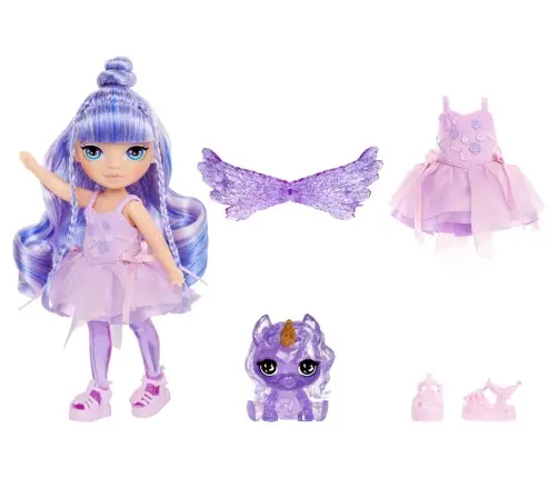 543435-EUC Rainbow High Littles Rainbow Fantasy Fairies Doll- Amethyst (purple)