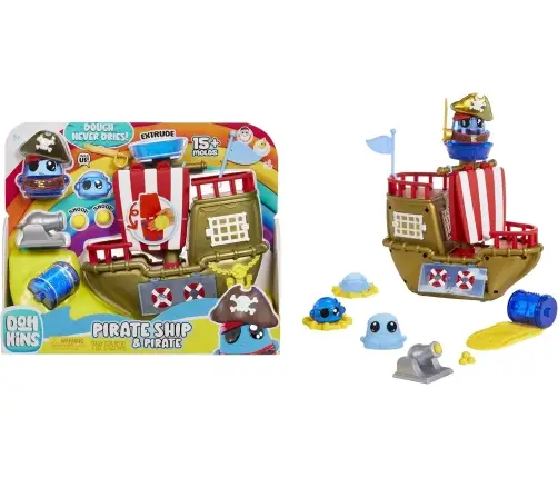 123088-EUC DohKins Pirate Ship Playset