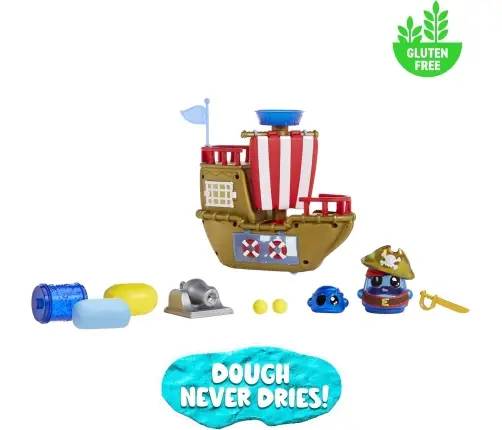 123088-EUC DohKins Pirate Ship Playset