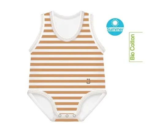Growing body Bio Cotton Summer 0-36m caramel stripes
