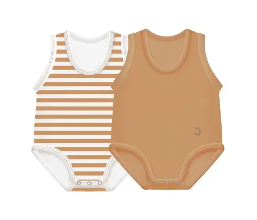 2-pack Growing body Bio Cotton Summer 0-36m caramel