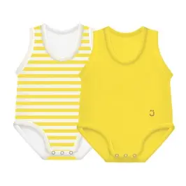 2-pack Growing body Bio Cotton Summer 0-36m yellow