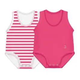 2-pack Growing body Bio Cotton Summer 0-36m pink