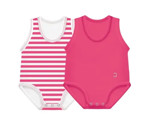 2-pack Growing body Bio Cotton Summer 0-36m pink