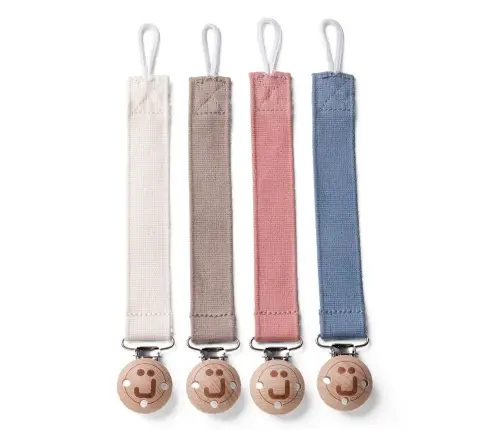 Pacifier with cord and wooden clip Eco blue