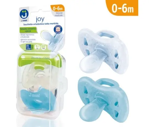 Pacifier Joy 0-6m transp.-turquoise