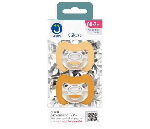 2-pack. Smart pacifiers Glee 0-2m beige-mustard