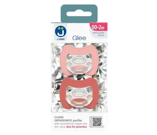 2-pack. Smart pacifiers Glee 0-2m rose-brick