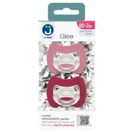 2-pack. Smart pacifiers Glee 0-2m old rose-red