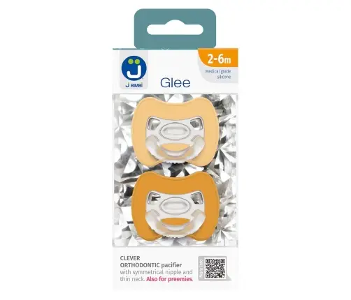 2-pack. Smart pacifiers Glee 2-6m beige-mustard