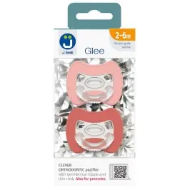 2-pack. Smart pacifiers Glee 2-6m rose-brick