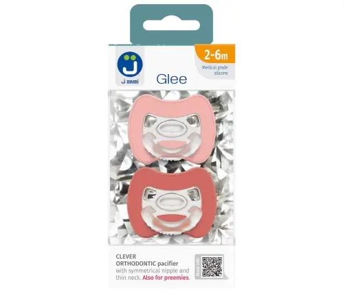 2-pack. Smart pacifiers Glee 2-6m rose-brick