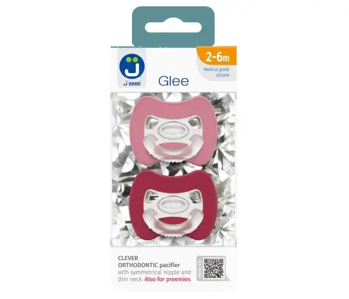 2-pack. Smart pacifiers Glee 2-6m old rose-red
