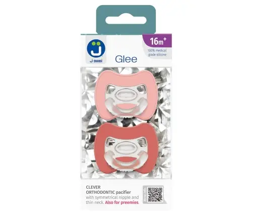 2-pack. Smart pacifiers Glee 16m+ rose-brick