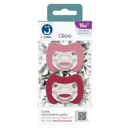 2-pack. Smart pacifiers Glee 16m+ old rose-red