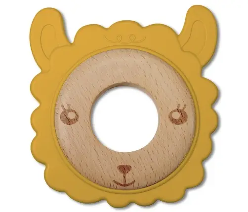 Teether Bite&Play ring wooden and silicone 3m+ lama