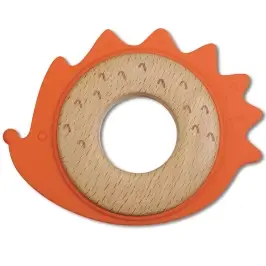 Teether Bite&Play ring wooden and silicone 3m+ hedgehog