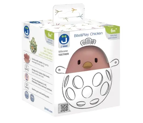 Teether Bite&Play chicken gum massager 6m+ strawberry