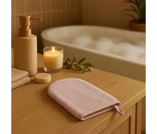 BabyOno Bamboo baby wash mitt Pink