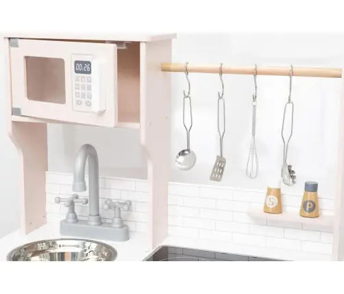 PolarB puidust mänguköök heli ja valgusega, Roosa